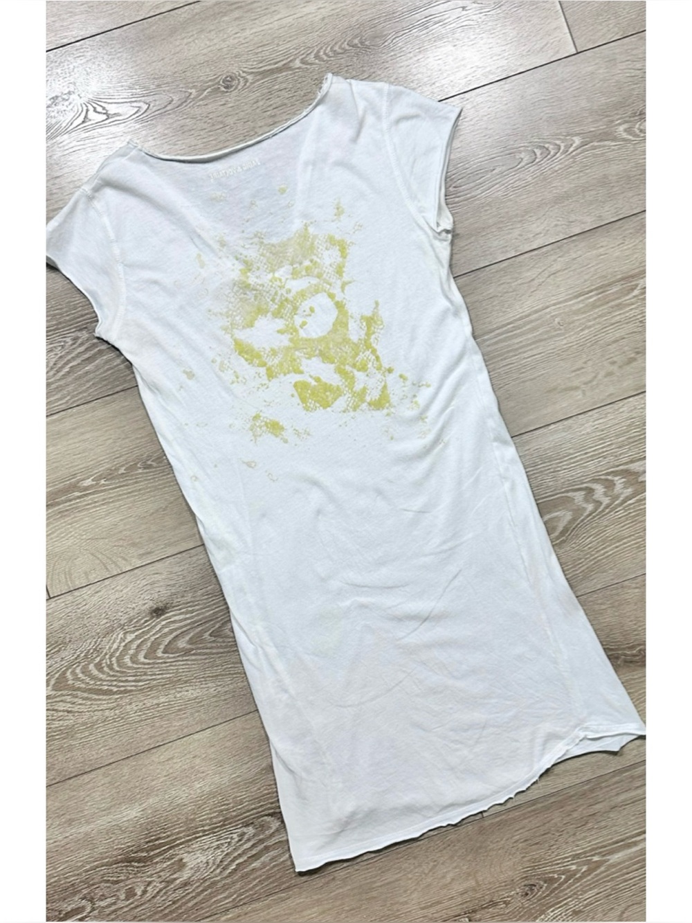 Zadig & Voltaire Distressed Skull Graphic Henley Tee/Dress *No Size Tag-Read*